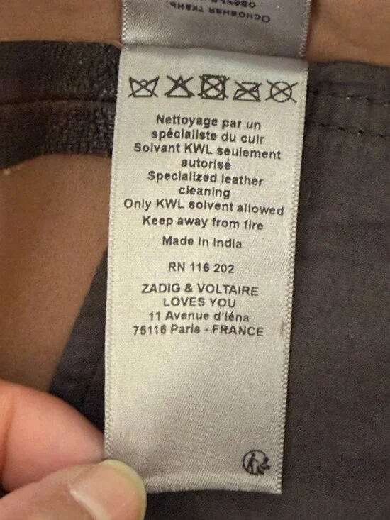 Zadig & Voltaire Women's Phlame Sheep Leather Pants Skinny Fit Chocolate Brown - Picture 7 of 8